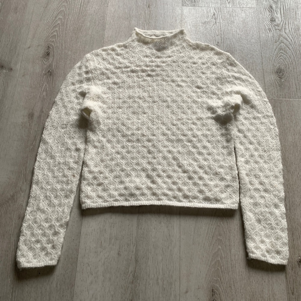 Primark Care Cable-Knit Cardigan Sweater Cotton-Blend Ivory - Size XS‎